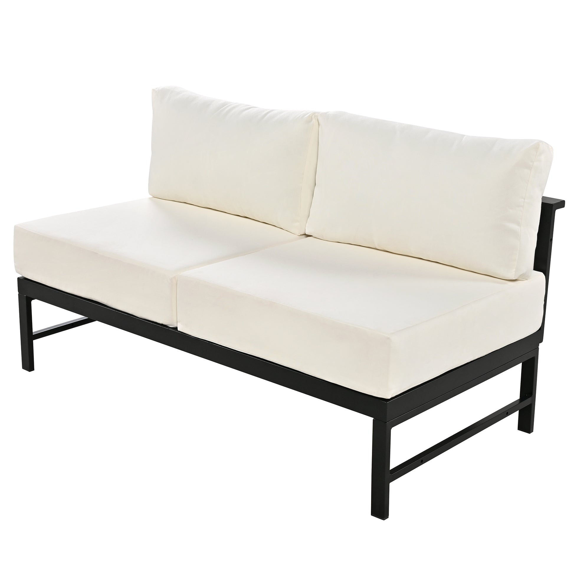U Shaped Multi Person Outdoor Sofa Set, Suitable For Gardens, Backyards, And Balconies. White Seats 6 Aluminum
