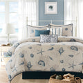7 Piece Cotton Sateen Comforter Set Blue Queen Queen Blue Cotton