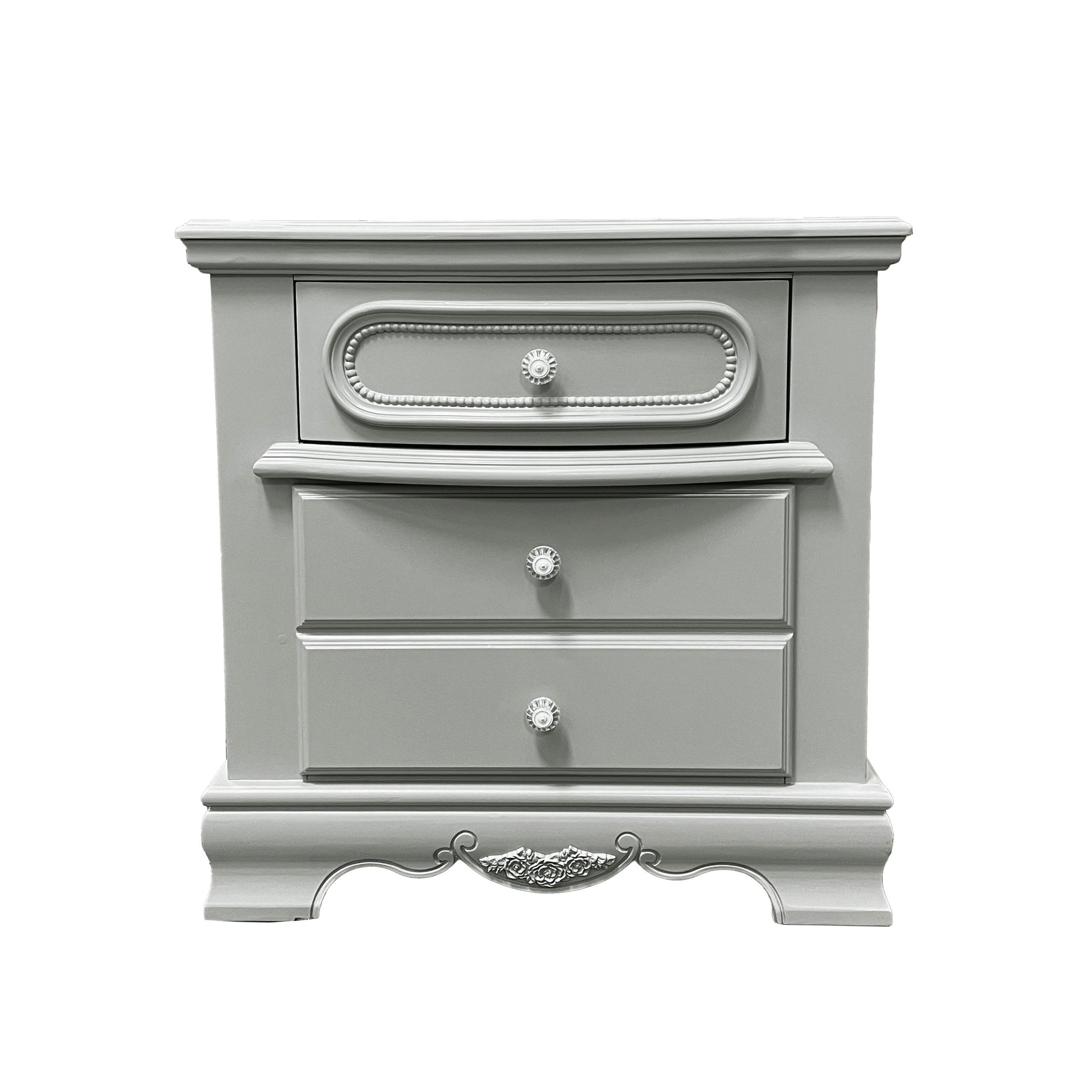 Flora Nightstand, Gray Finish Bd02205 Gray Wood