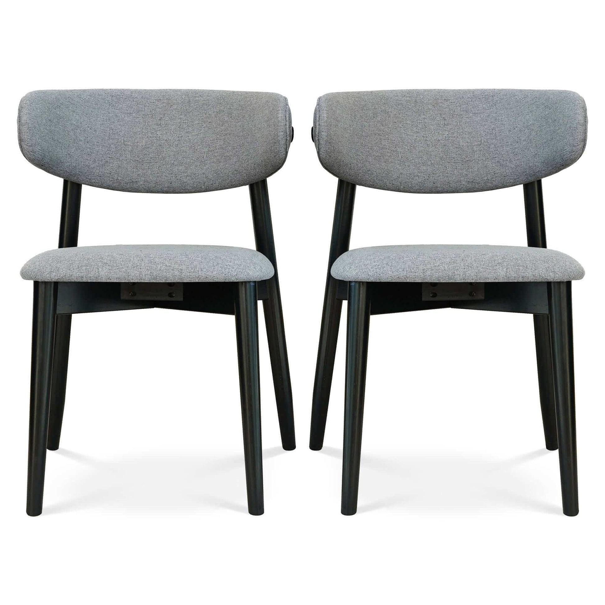 Korbin Grey Fabric Dining Chair Set Of 2 Solid Black,Light Gray Espresso Dining Room Foam Wipe Clean Mid Century Modern Dining Chairs Rubberwood Foam Fabric,Solid Wood