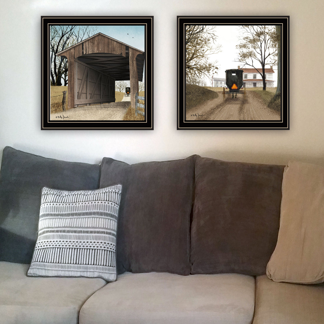 2 Piece Vignette Headin' Home, Miller'S Creek Bridge Black Framed Wall Art For Living Room, Bedroom Wall Art Print For Home Decor By Billy Jacobs Multicolor Wood Paper