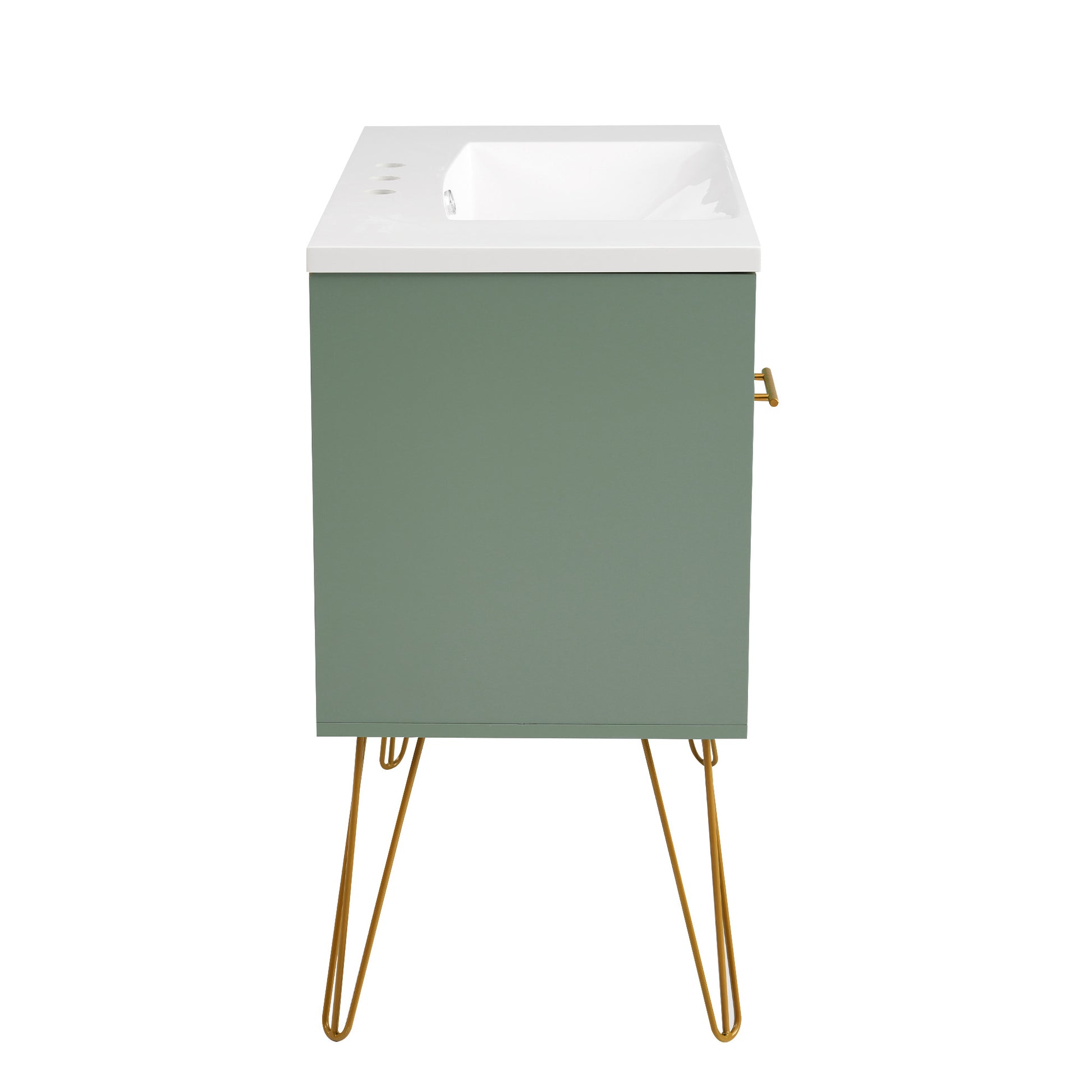 36'' Bathroom Vanity With Resin Sink Combo Set, Modern Freestanding Single Bathroom Cabinet With 2 Drawers & 2 Storage Compartments, Storage Cabinet For Bathroom, Solid Wood Frame Vanity Set, Green Green Bathroom Modern Mdf