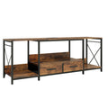 Tv Stand With Led Lights Power Outlets Tv Stand With Fabric Drawers For 65 70 75 Inches Tv Entertainment Center And Industrial Tv Console Table With Open Storage Shelves For Living Room, Bedroom