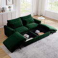 Corduroy Two Seater Sofa With 2 Storage Footrest,2 Seater Sectional Deep Seat Sofa,Comfy Couches For Living Room,Green Sofa Green Corduroy 2 Seat