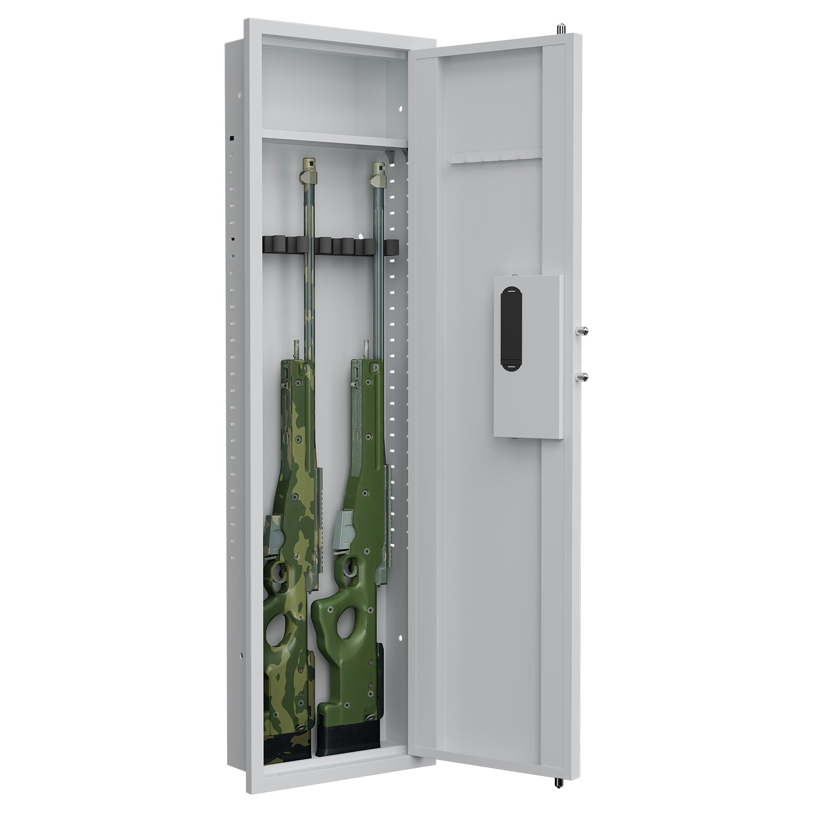 Didital Touch Panel In Wall Safe,Hidden Wall Safe For Rifles And Pistols With Adjustable Shelves,Assembled Storege Safe For Firearm And Valuables White Digital White Steel