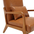 Coolmore Modern Accent Chair, Solid Wood Padding Lounge Armchairs With One Pillow For Living Room, Bedroom, Guest Room Light Brown Pu Light Brown Brown Primary Living Space Modern Rubberwood Foam Pu Leather