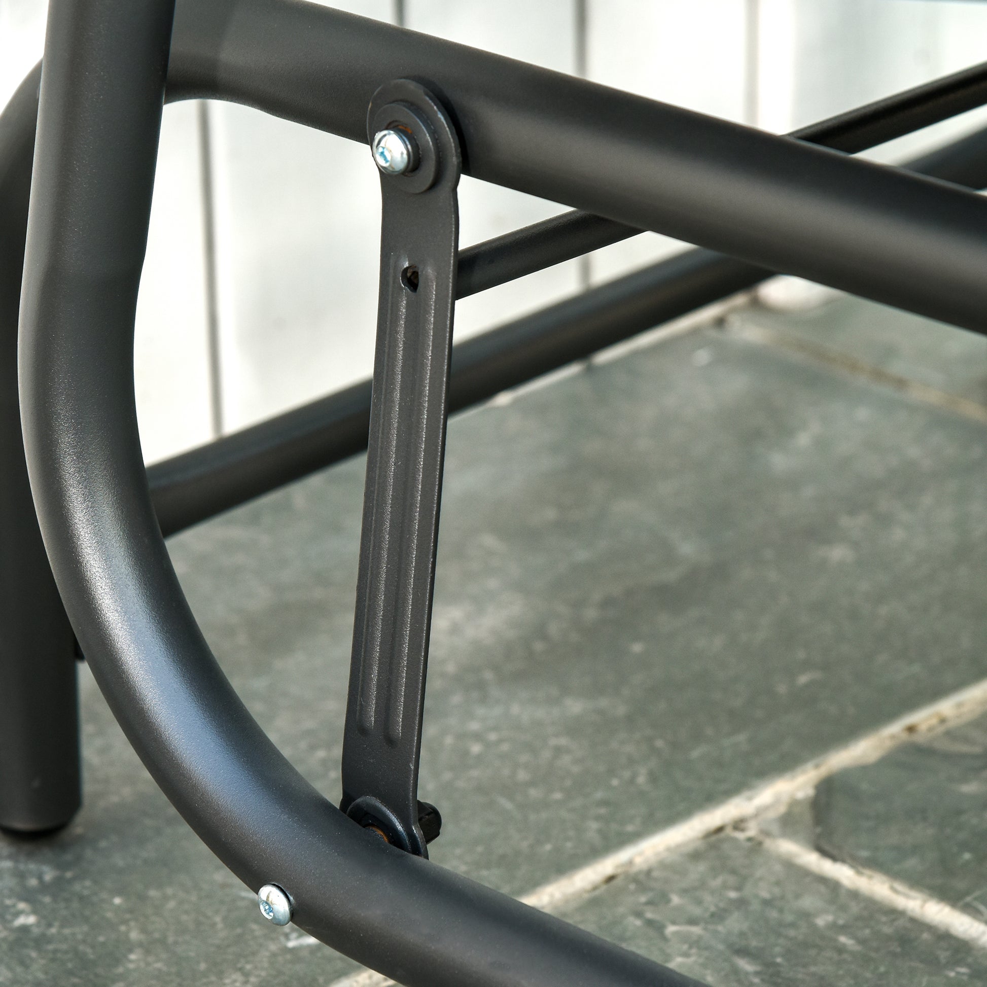 Outsunny Porch Glider Set Of 2, Metal Frame Swing Glider Chairs Withmesh Fabric, Curved Armrests And Steel Frame For Garden, Poolside, Backyard, Balcony, Black Black Steel