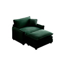 Single Deep Seat Sofa With Footstool With One Pillow, Suitable For Living Room And Bedroom, Club Multiple Occasions,Green Corduroy Green Corduroy 1 Seat