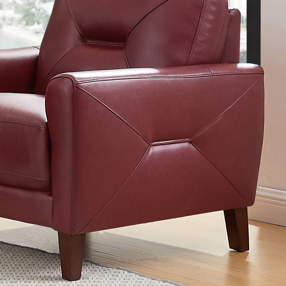 Mavis Leather Chair Red Memory Foam Genuine Leather