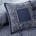 8 Piece Jacquard Comforter Set Navy Queen Queen Navy Polyester