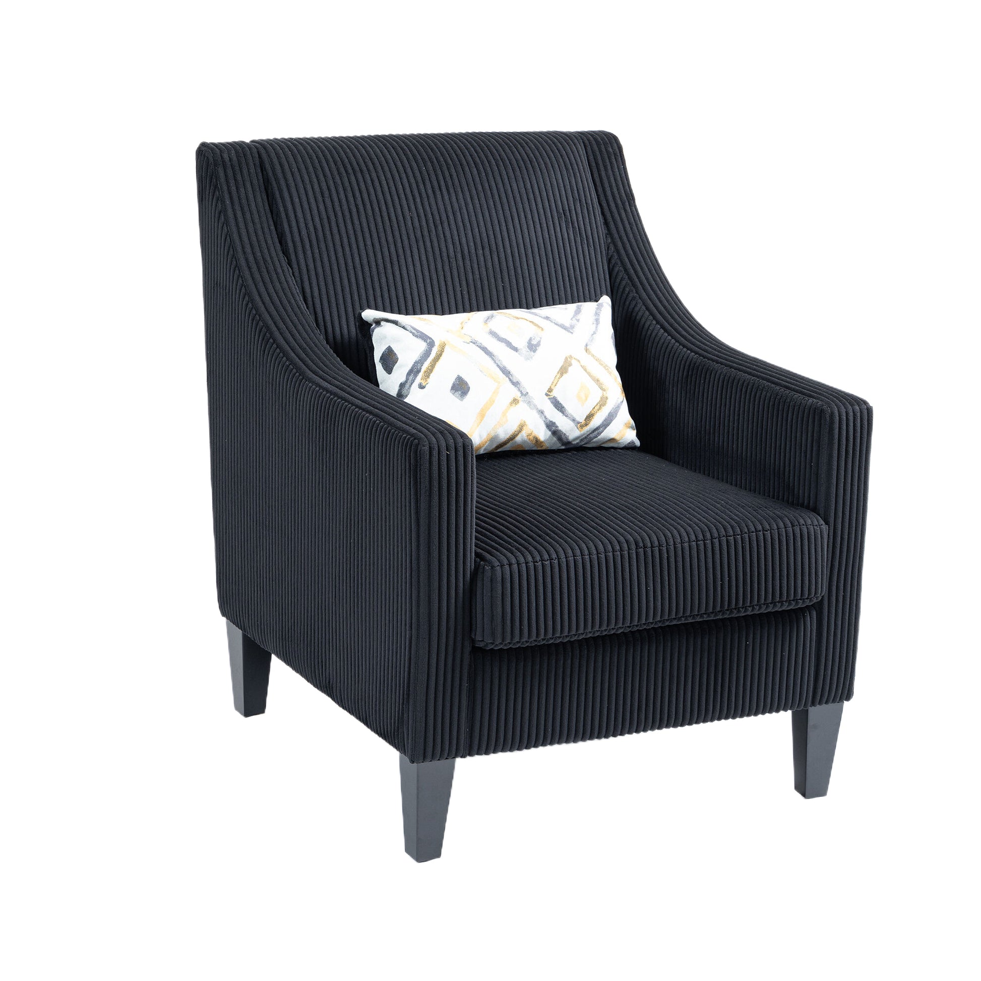 Coolmore Modern Accent Chair,Upholstered Armchair With Scooped Arms For Bedroom,Apartment,Studio,Office,Waiting Room Black Corduroy Black Primary Living Space Foam Corduroy