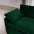 Corduroy Two Seater Sofa With 2 Footrest, 2 Seater Sofa With Ottoman For Small Living Spaces, Green Corduroy Sofa Green Corduroy 2 Seat