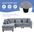 5 Pieces L Shaped Sofa With Removable Ottomans And Comfortable Waist Pillows Grey Polyester 5 Seat