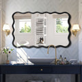 Solid Wood Wavy Rectangle Mirror Black 40