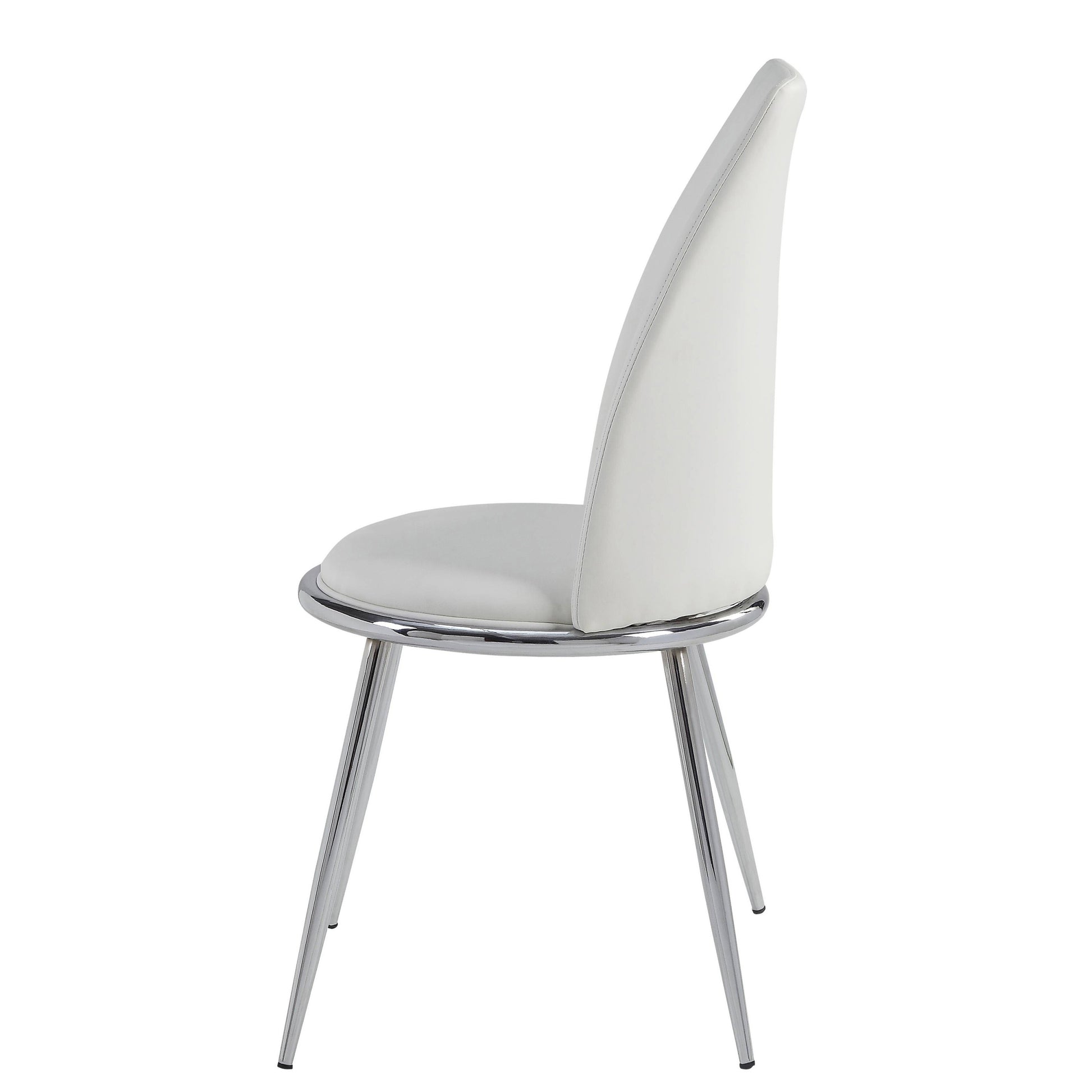 White And Chrome Tight Back Side Chairs Set Of 2 White Primary Living Space Contemporary Foam Fabric Metal