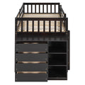 Twin Over Twin Bunk Bed With 4 Drawers And 3 Shelves Espresso Twin Espresso Solid Wood