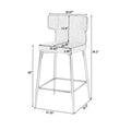 28Inch Counter Height Bar Stools Set Of 2, Modern Bar Upholstered Chairs With Pu Leather, Metal Footrest And Frame For Kitchen Island, Bar Table, Dining Room, Gray Solid Kitchen Solid Back Set Of 2