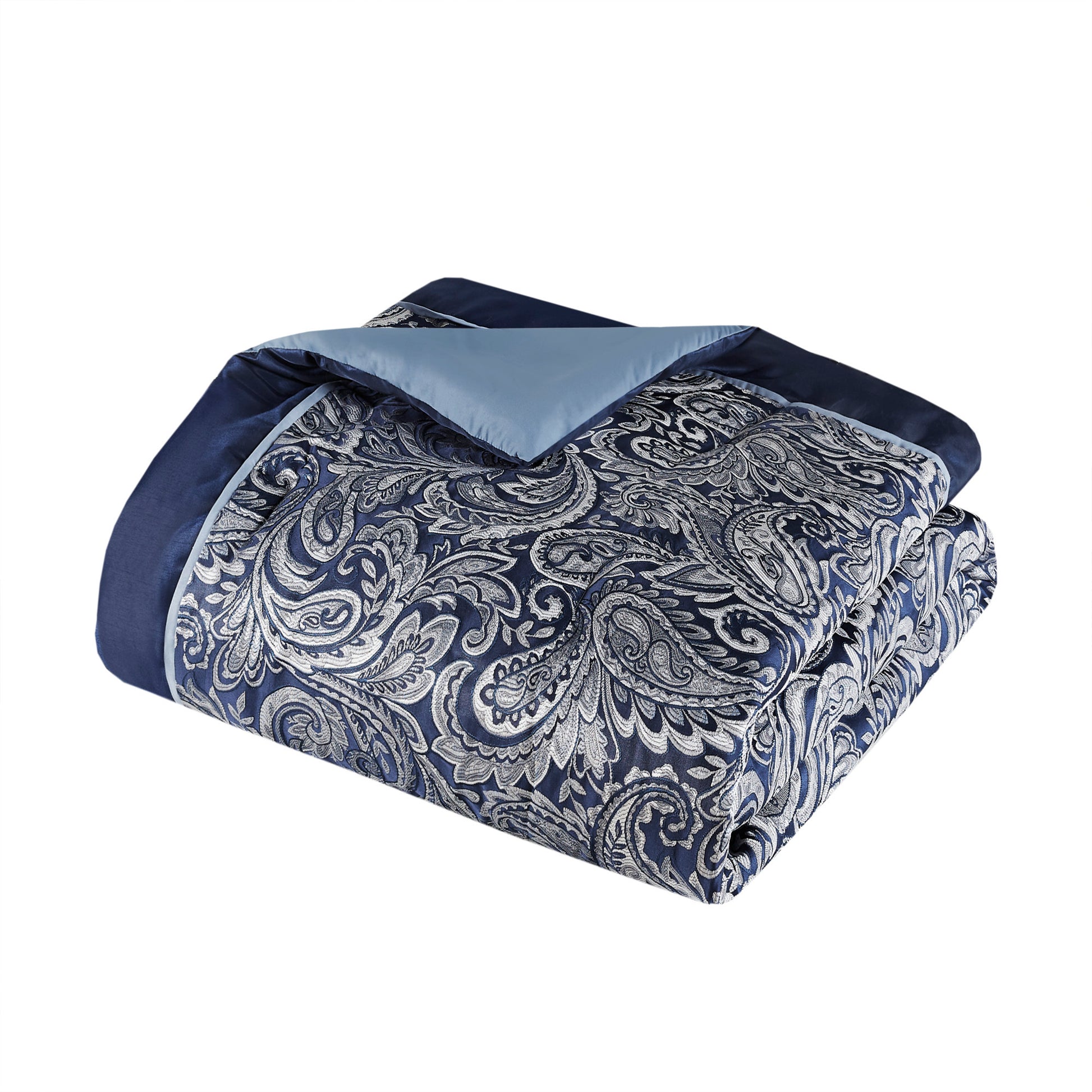 12 Piece Comforter Set With Cotton Bed Sheets Navy King King Navy Polyester