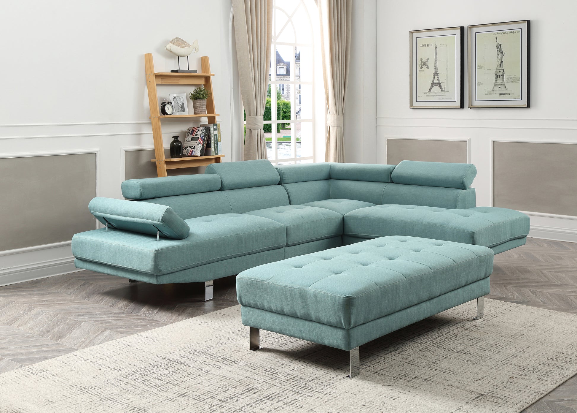 Riveredge G453 Sc Sectional Without Ottoman Teal Teal Foam Fabric 3 Seat