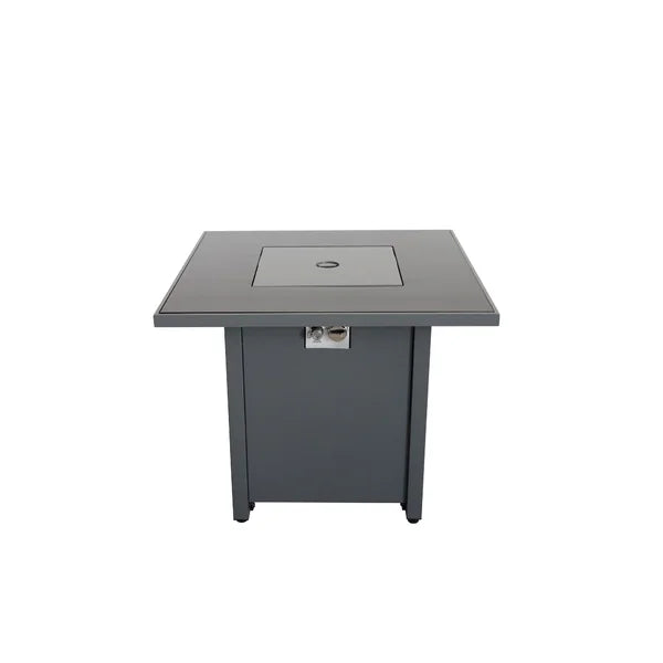 25" H X 30" W Steel Outdoor Fire Pit Table With Lid Gray Modern Steel