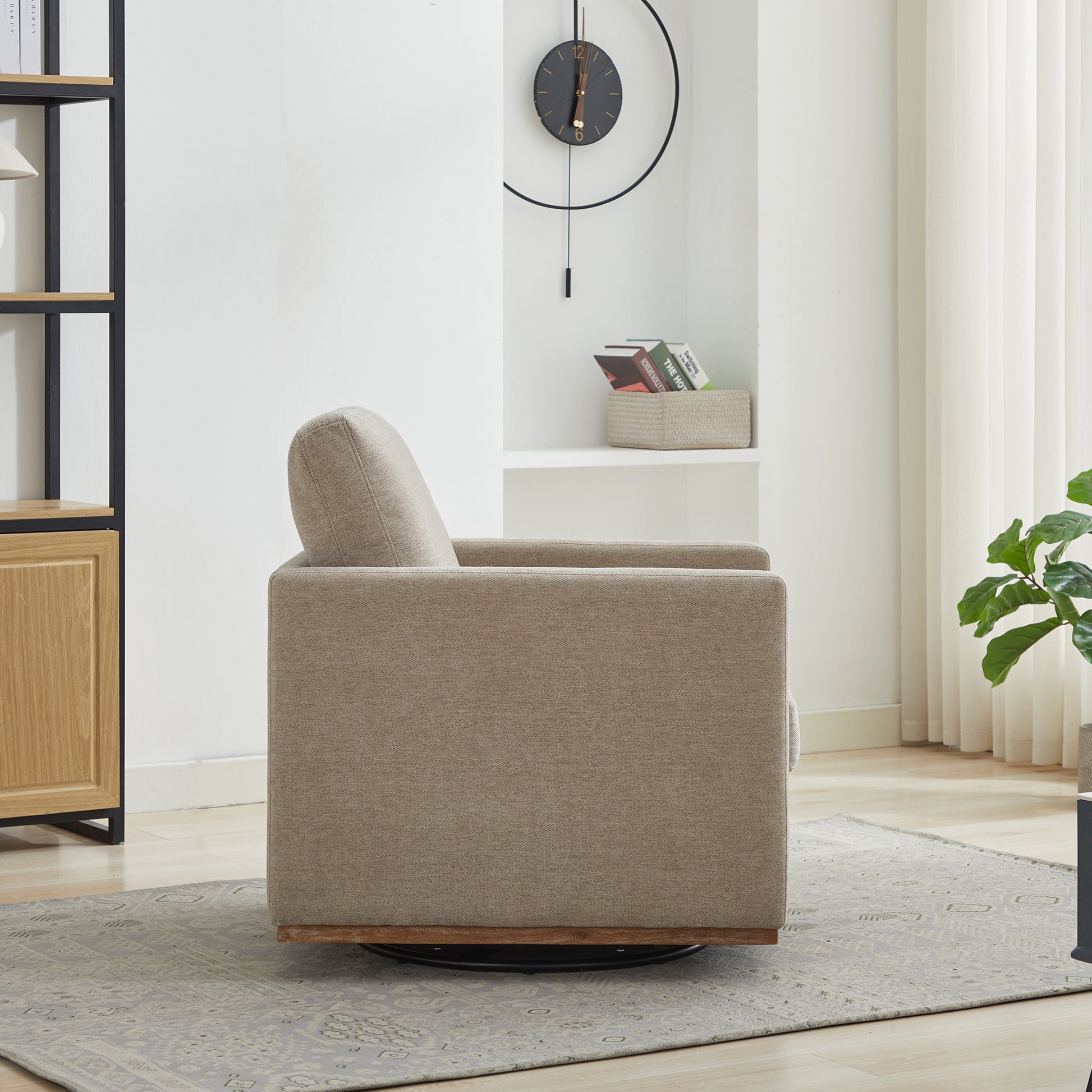 30.7"W Square Upholstered Swivel Accent Chair And Comfy Accent Single Sofa Chair, 360 Degree Club Chair, Lounge Armchair For Living Room Bedroom Apartment Nursery.Taupe Taupe Chenille