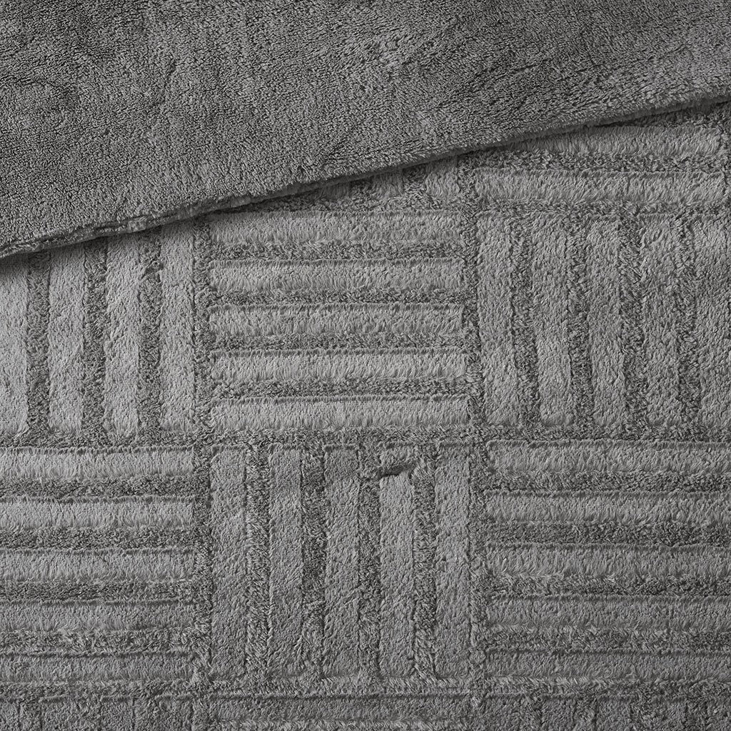 Fur Down Alternative Comforter Mini Set King Grey Faux Fur