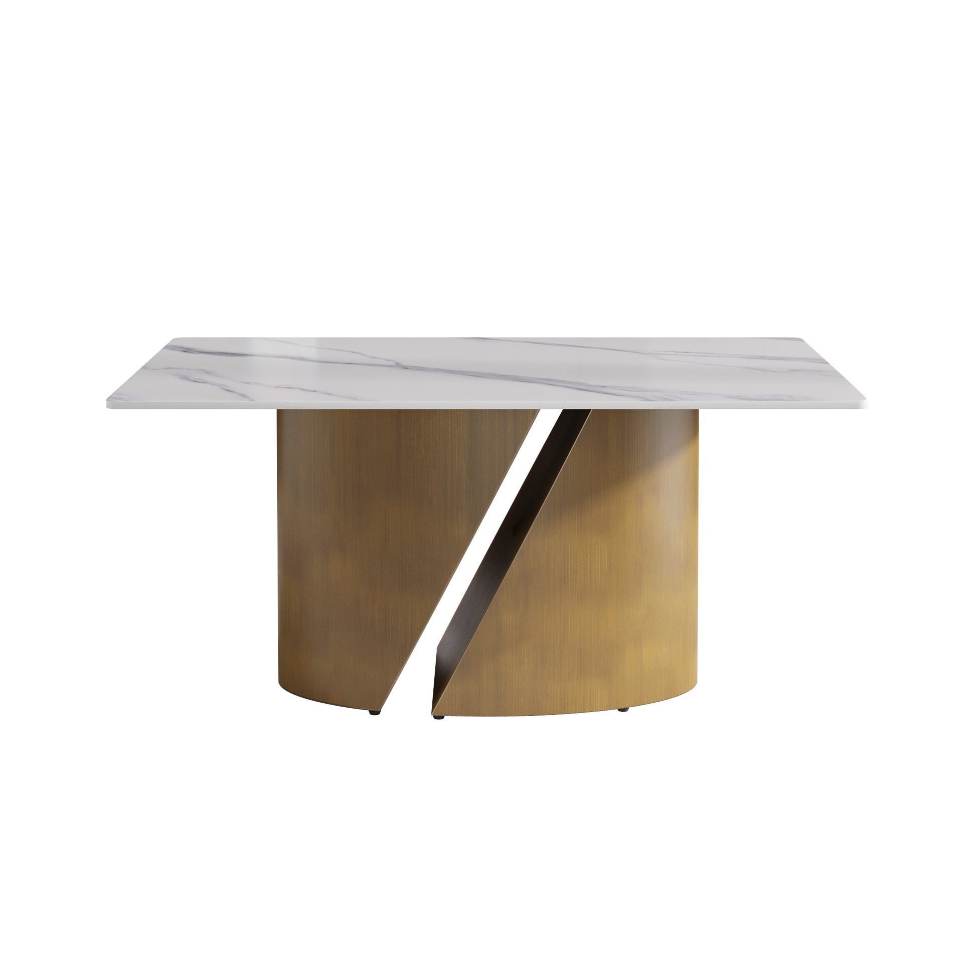 63 "Modern Artificial Stone White Panel Bronze Iron Metal Legs Can Accommodate 6 8 People Antique Brass,White Dining Room Metal Sintered Stone