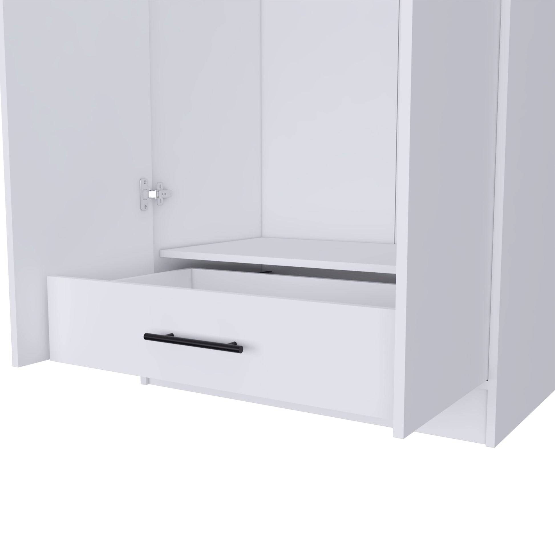 Ambery 180 Armoire, Two Shelves, Double Door, Metal Rod, One Drawer White White Bedroom Modern Particle Board Particle Board