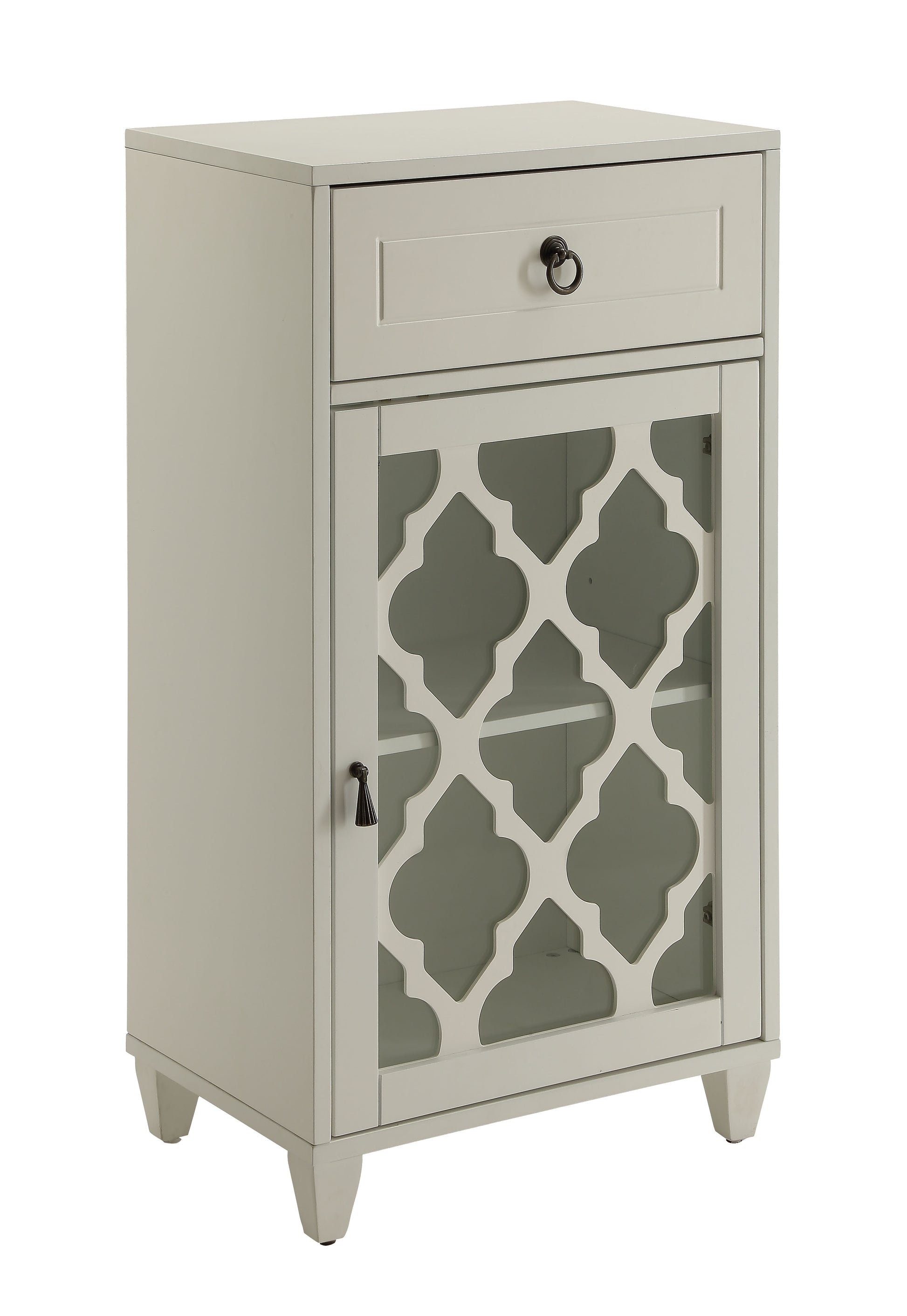 Ceara White Finish Accent Table White Glass,Synthetic Wood
