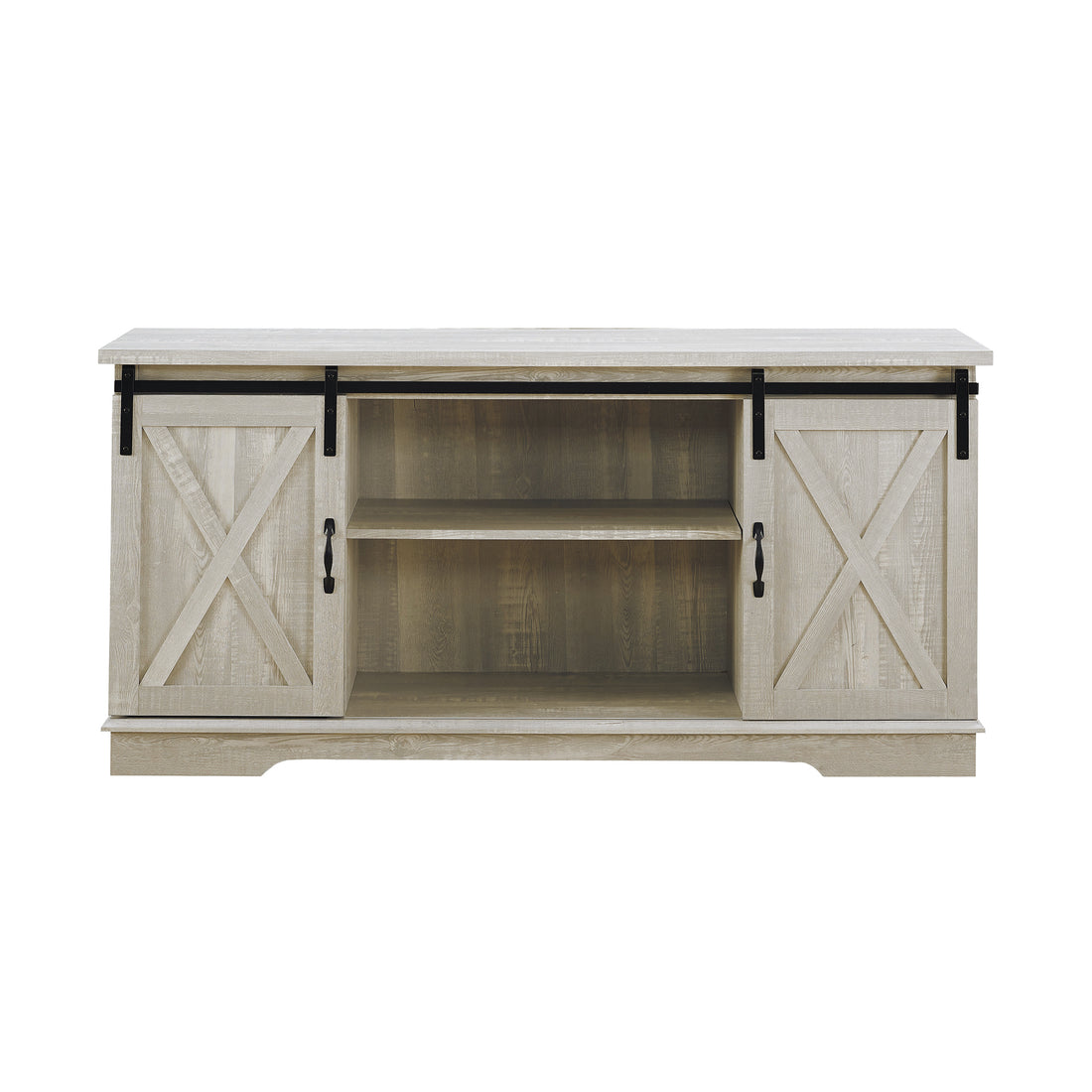 Farmhouse Sliding X Barn Door 58" Tv Stand For 65" Tvs Stone Grey Stone Gray Mdf