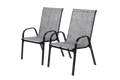 2 Piece Patio Chairs, Outdoor Camping Chairs Withtextilene Fabric, Set Of 2 Garden Chairs With Armrest High Backrest For Garden Patio Pool Beach Yard Space Saving Grey Grey Steel