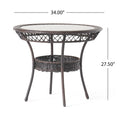 Figi Pe 34In Glass Table Kd Brown Multi Iron
