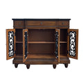 Oak 4 Door Console Cabinet With 3 Drawer Freestanding 3 4 Drawers Oak Oak Primary Living Space Drawers Included Traditional Solid Wood Mdf