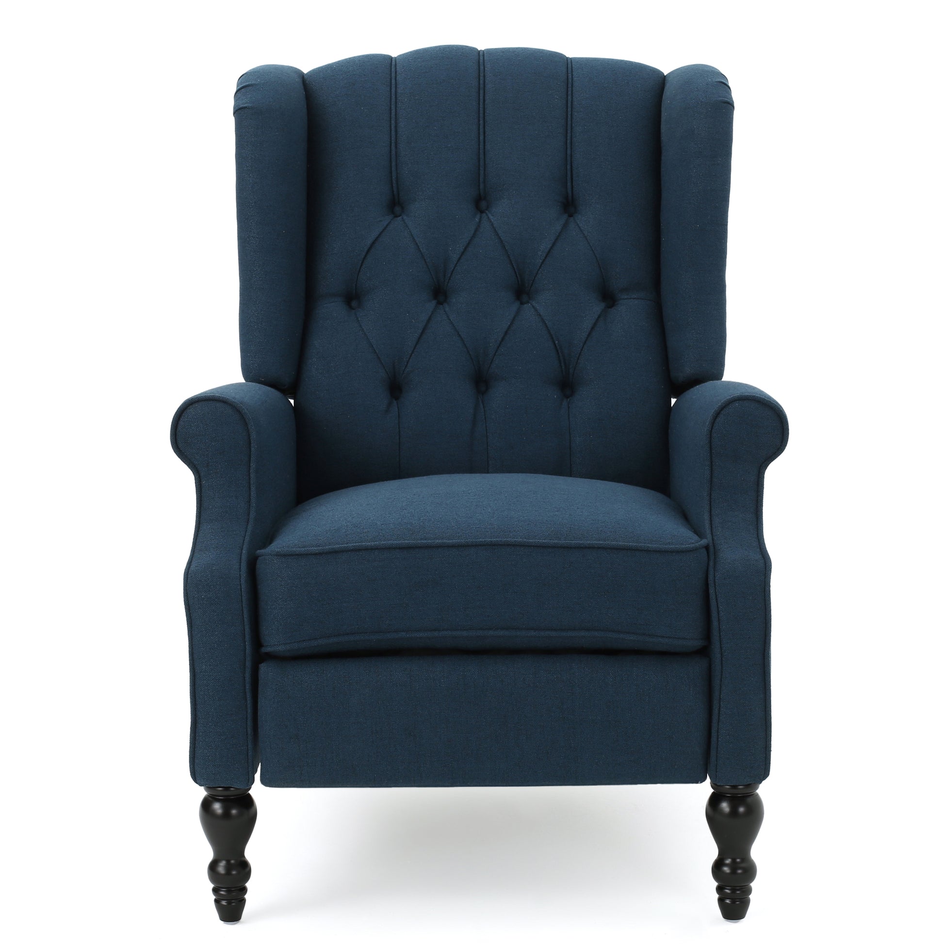 Dark Blue Tufted Fabric Arm Chair Recliner Dark Blue Polyester