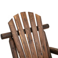 Outsunny Outdoor Wooden Rocking Chair, Single Person Adirondack Rocking Patio Chair With Rustic High Back, Slatted Seat And Backrest For Indoor, Backyard, Garden, Carbonized Brown Wood