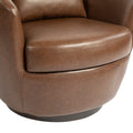 Upholstered Swivel Barrel Armchair With Storage Modern Living Room Side Chair For Bedroom Office Reading Spaces Pu Dark Brown Dark Brown Foam Upholstered