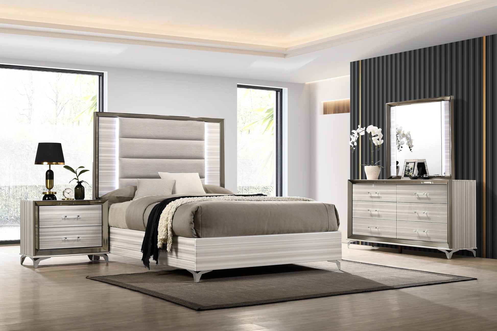 Star White Nightstand White Solid Wood Mdf