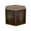 23.62'' Hexagonal Coffee Table Side Table Nightstand Antique Wood Antique Brown Mdf