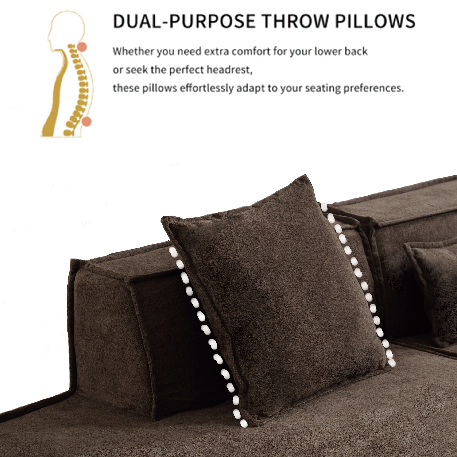 Modular Combination Living Room Sofa Set, Modern Minimalist Sofa, Free Installation Sofa, L Shaped, Italian Minimalist Tofu Block Sofa,Right Hand Facing, Terrycloth Fabric,Dark Brown Dark Brown Polyester Primary Living Space Soft Modern Polyester 3 Seat