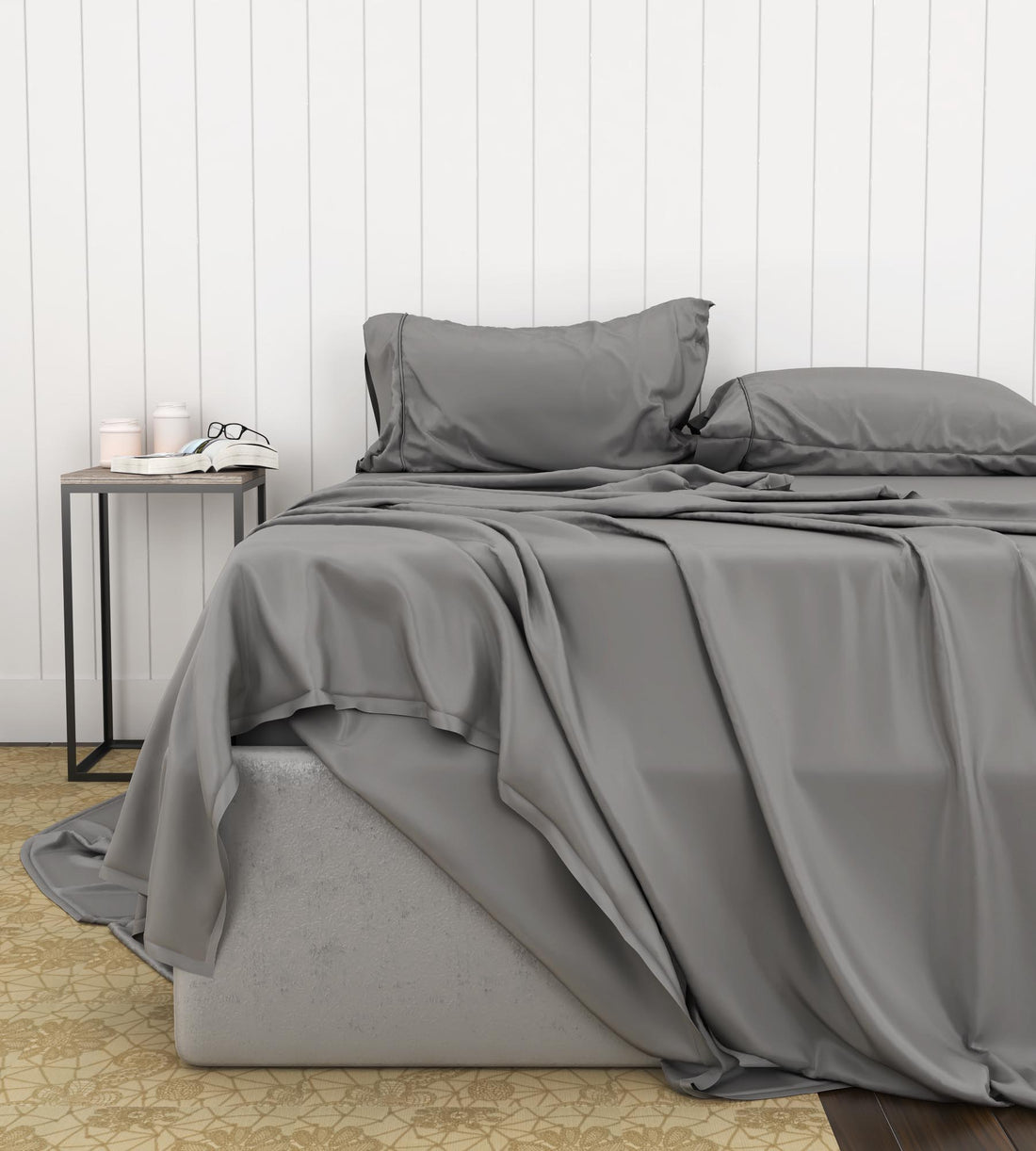 Bamboo Cotton Sheets Soft And Smooth With Viscose From Bamboo Grey King Split Head White Charcoal Cotton