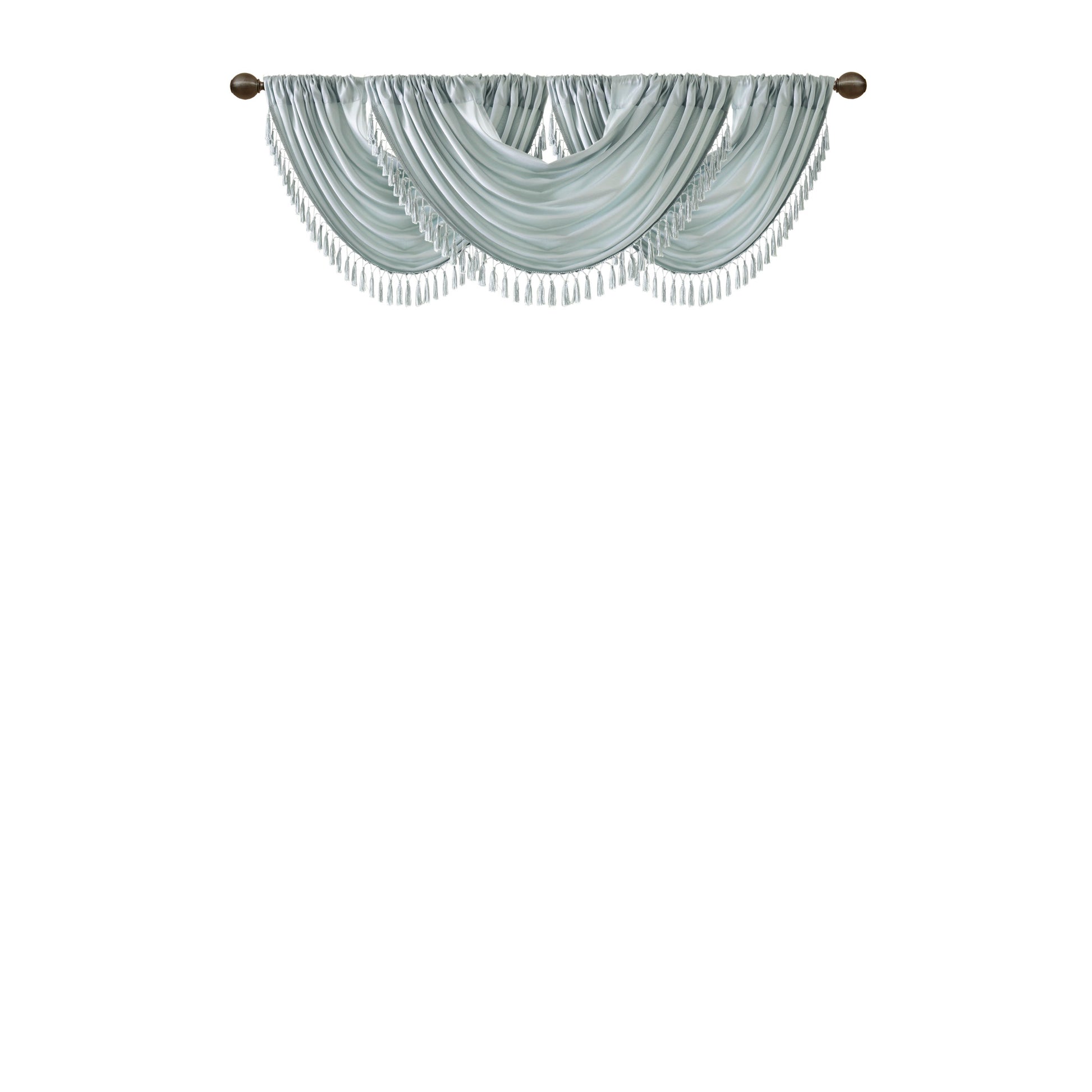Faux Silk Waterfall Embellished Valance Dusty Aqua 38X46" Dusty Aqua Polyester