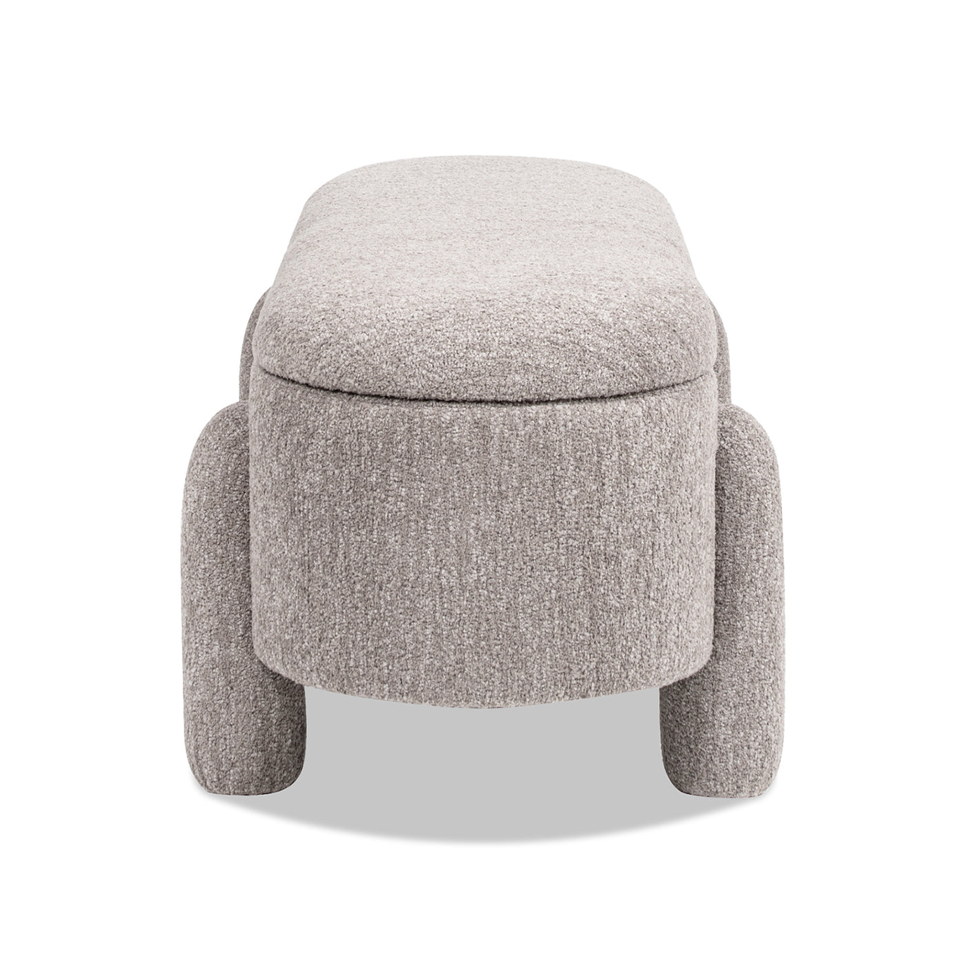 Hugo 49" Oval Fully Upholstered Storage Bench, Boucle Brown Foam Boucle