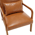 Coolmore Modern Accent Chair, Solid Wood Padding Lounge Armchairs With One Pillow For Living Room, Bedroom, Guest Room Light Brown Pu Light Brown Brown Primary Living Space Modern Rubberwood Foam Pu Leather