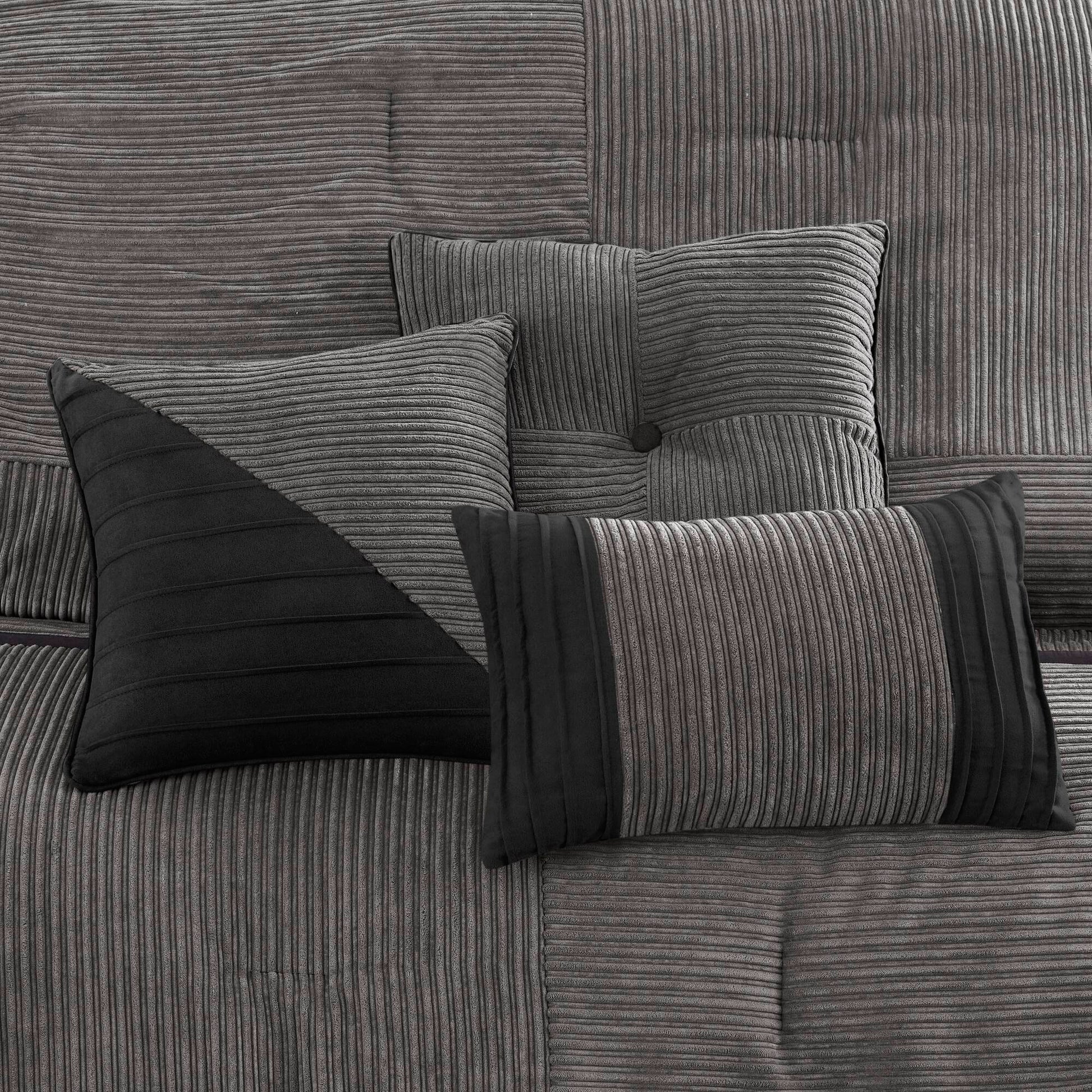 7 Piece Micro Corduroy Comforter Set Grey Cal King Grey Polyester