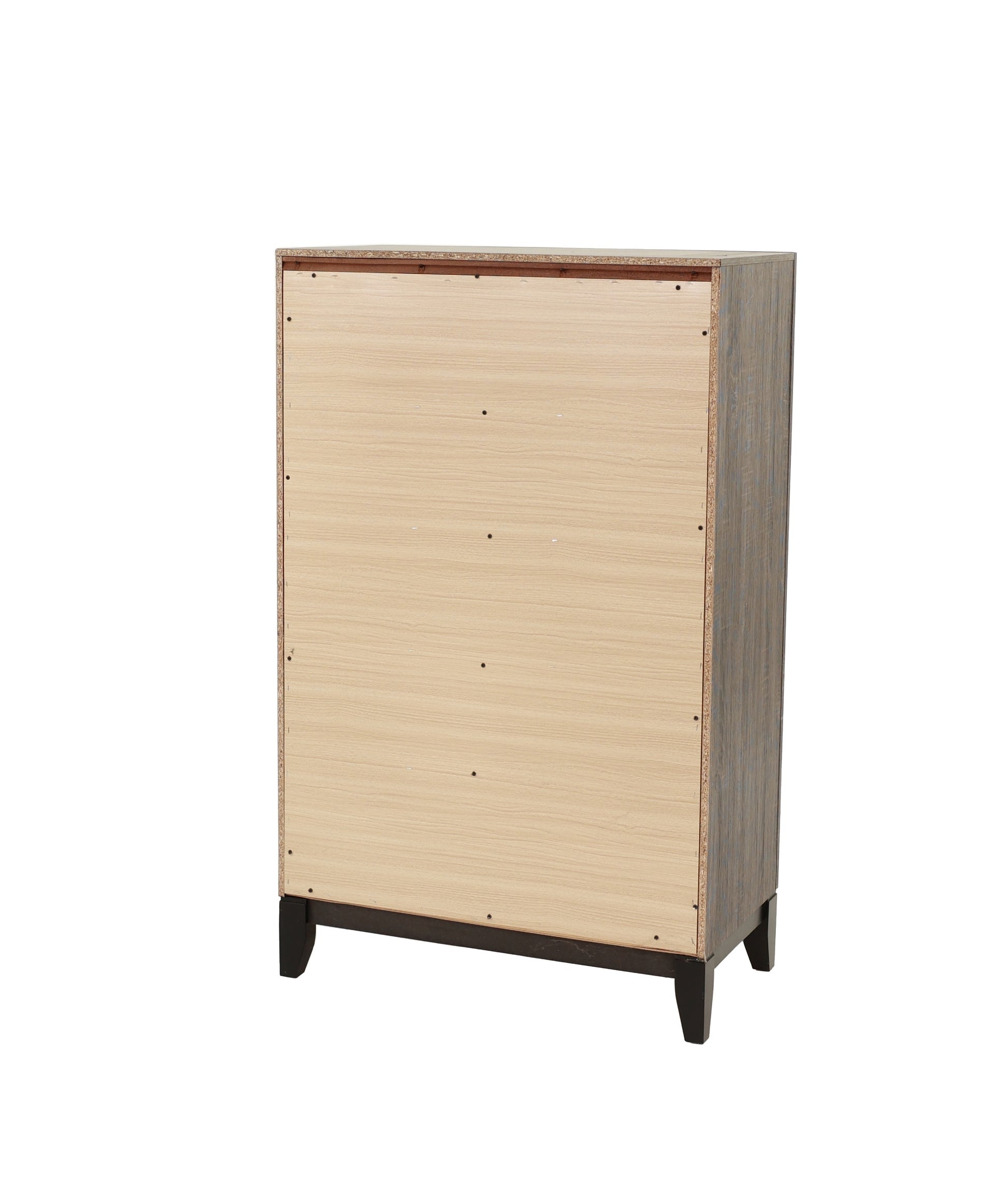 Bedroom Furniture Rustic Grey Oak Simple 1Pc Tall Chest 5 Drawers Storage Solidwood Chest Gray Bedroom Modern,Transitional Pine Particle Board Mdf,Solid Wood