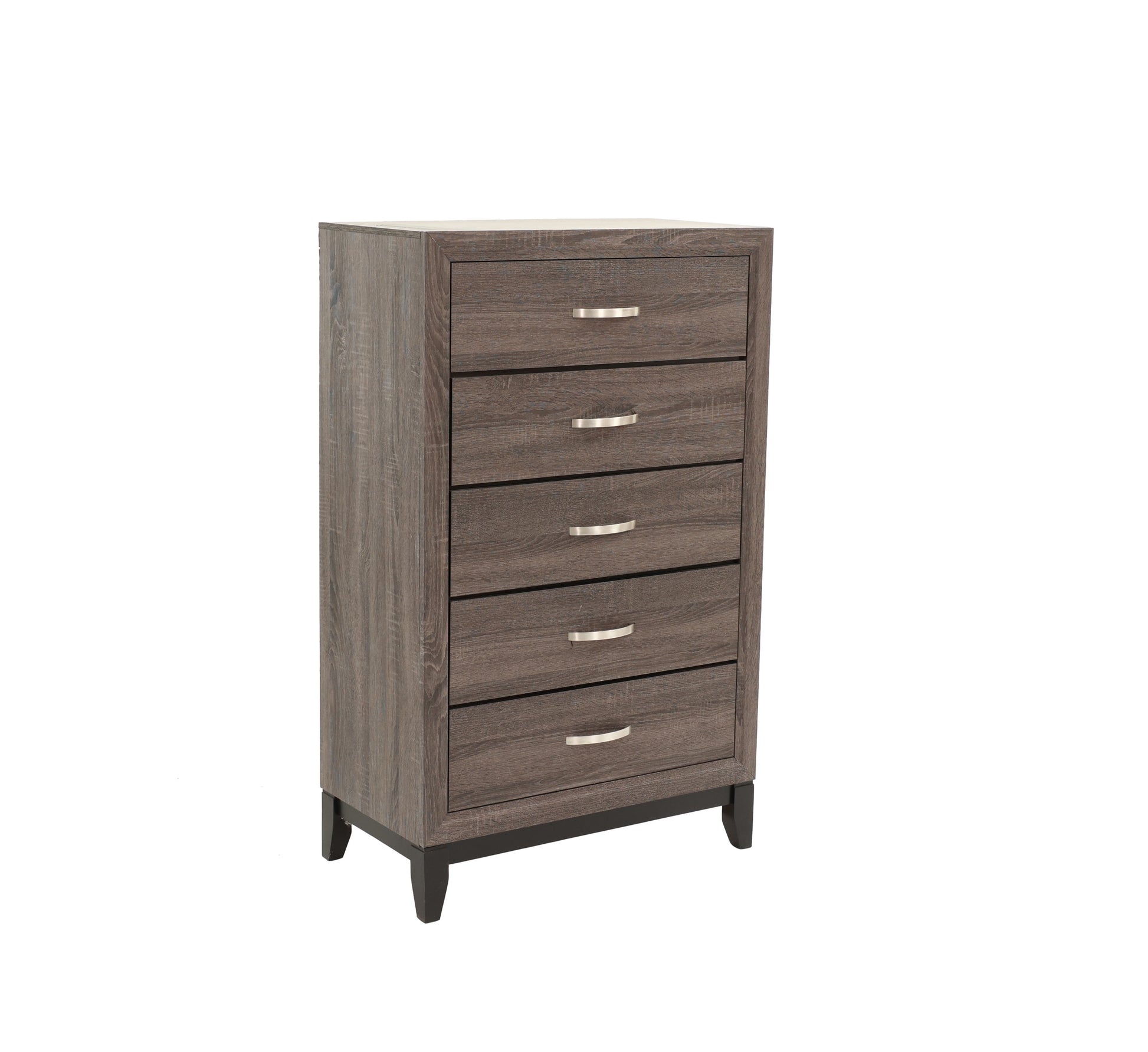 Bedroom Furniture Rustic Grey Oak Simple 1Pc Tall Chest 5 Drawers Storage Solidwood Chest Gray Bedroom Modern,Transitional Pine Particle Board Mdf,Solid Wood