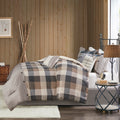 7 Piece Herringbone Comforter Set Neutral Cal King California King Neutral Polyester