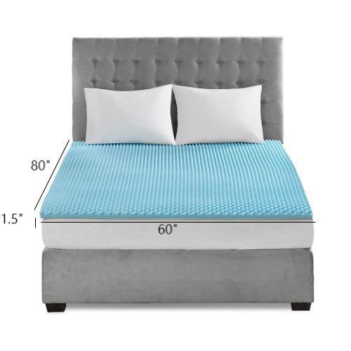 All Season Reversible Hypoallergenic 1.5" Cooling Mattress Topper Blue Foam Queen