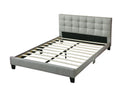 Contemporary 1Pc Queen Size Bed Grey Polyfiber Tufted Headboard Platform Bedframe Bedroom Furniture Box Spring Not Required Queen Grey,Light Gray Wood Bedroom Modern,Transitional Rubberwood Bed