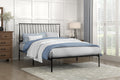 Metal Frame Queen Platform Bed Black Finish Angle Headboard Bedroom Furniture 1Pc Box Spring Not Required Queen Black Metal Bedroom Farmhouse,Mid Century Modern,Modern,Transitional Metal